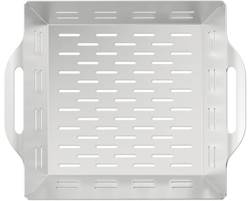 Grillschale aus Edelstahl mit Griffen und Löchern