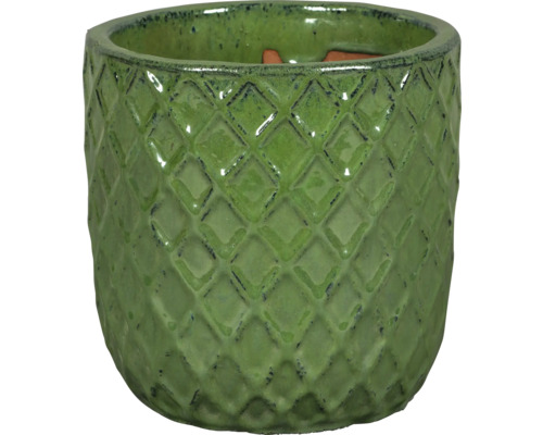 Grüner Keramik Pflanztopf mit Rautenmuster