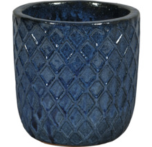 Blauer Pflanztopf mit Rautenmuster