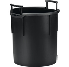 Schwarzer Pflanzkübel mit Griffen für den Garten.