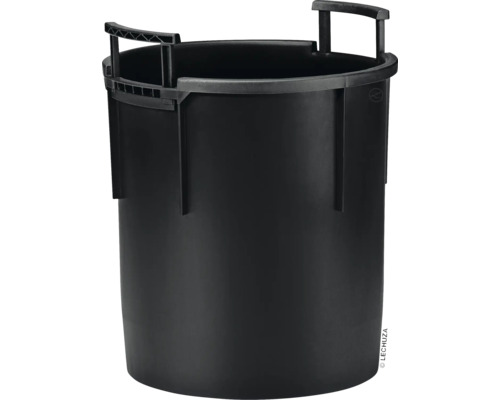 Schwarzer Pflanzkübel mit Griffen für den Garten.