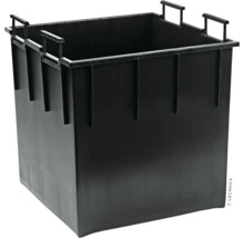 Schwarzer Pflanzbehälter aus Kunststoff mit Tragegriffen