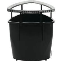 Schwarzer Pflanzkasten mit silberfarbenem Rahmen