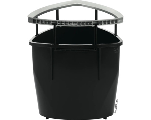 Schwarzer Pflanzkasten mit silberfarbenem Rahmen