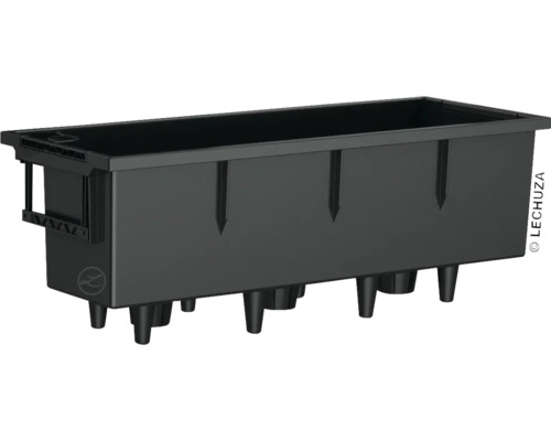 Schwarzer Pflanzkasten aus Kunststoff mit Füßen