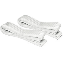 Zwei weiße Textilbänder für Pflanzgefäße