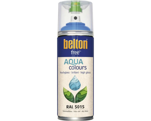Belton Free PU Sprühlack Ral 5015 himmelblau glänzend 400 ml Belton Free Aqua Farbspray mit hohem Glanz, Farbton Himmelblau RAL 5015