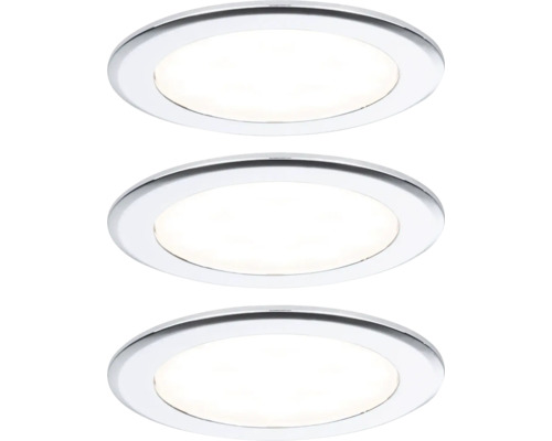 Drei runde LED Einbauspots aus Metall