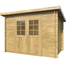 Holzgartenhaus mit Doppeltür und Fenstern
