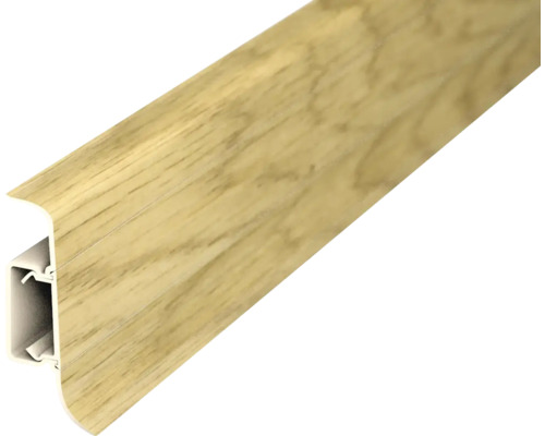 Klemmsockelleiste mit Kabelführung PVC eiche natur 50x2500 mm Fußleiste mit Holzdekor