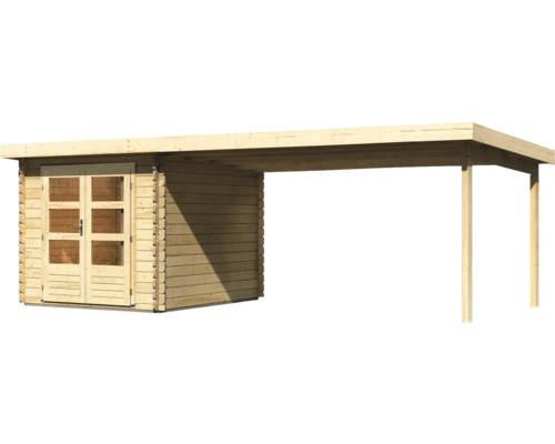 Holzgartenhaus mit Carport