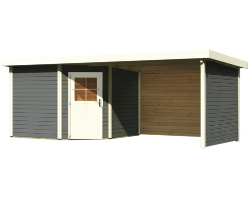 Holzgartenhaus mit Vordach und Tür