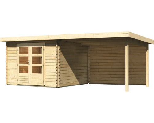 Holzgartenhaus mit Doppeltür und Überdachung