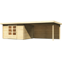 Gartenhaus aus Holz mit Doppeltür und Anbau