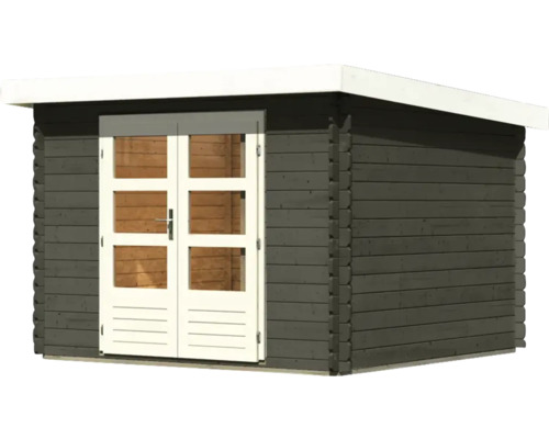 Holzgartenhaus mit Doppeltür und Fenstern