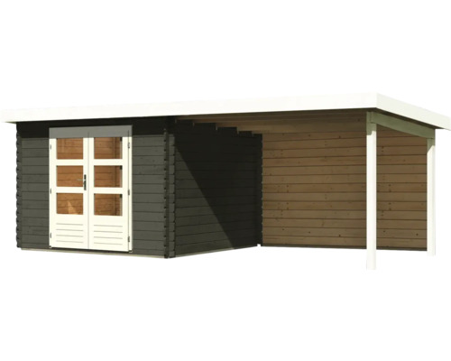 Gartenhaus mit Doppeltür und überdachtem Bereich