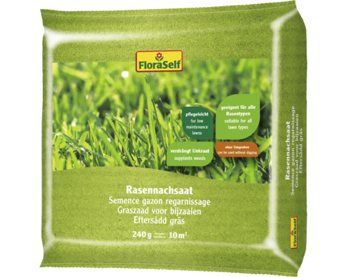 Nachsaatrasen FloraSelf Rasensamen 240 g für 10 m² FloraSelf Rasennachsaat 240 Gramm für 10 Quadratmeter