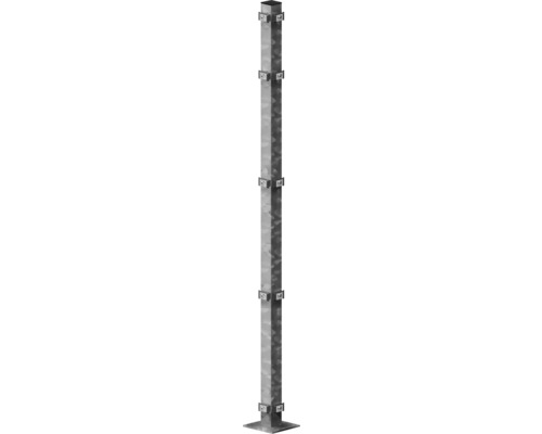 Eckpfosten 60x60/1480 mm mit Fußplatte für Zaun 143 cm Höhe feuerverzinkt