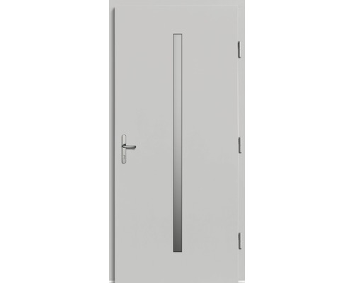 Weiße Innentür mit rechteckigem Glaseinsatz und Türgriff