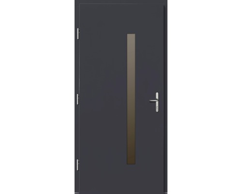 Haustür Silves Kiefer lackiert anthrazit 1000x2000 mm DIN links Haustür mit Glaseinsatz
