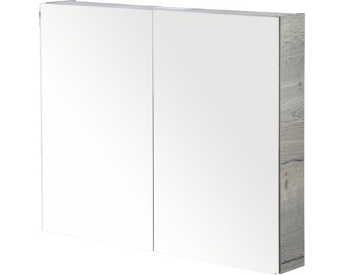 Spiegelschrank Sanox 2-türig 80x13x65 cm tabacco mit doppelseitige Spiegeltüre Spiegelschrank mit zwei Türen und Holzstruktur an den Seiten