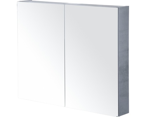 Spiegelschrank Sanox 2-türig 80x13x65 cm Beton anthrazit mit doppelseitige Spiegeltüre