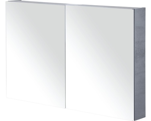 Spiegelschrank Sanox 2-türig 100x13x65 cm Beton anthrazit mit doppelseitige Spiegeltüre