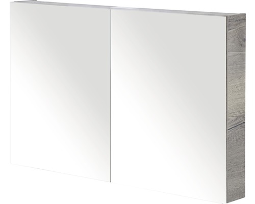 Spiegelschrank Sanox 2-türig 100x13x65 cm tabacco mit doppelseitige Spiegeltüre Spiegelschrank mit zwei Türen und Holzdekor