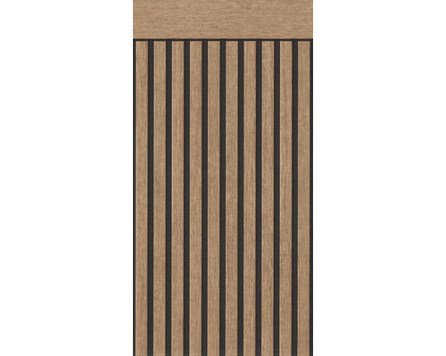 Bordüre Sockel 39744-4 Holzpanelen dunkelbraun 5 m x 106 cm Akustikpaneel mit Holzlamellen für Wand und Decke