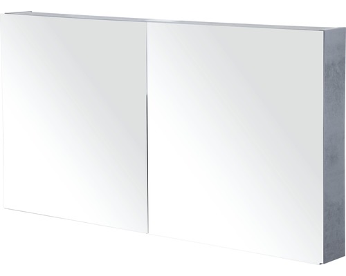 Spiegelschrank Sanox 2-türig 120x13x65 cm Beton anthrazit mit doppelseitige Spiegeltüre
