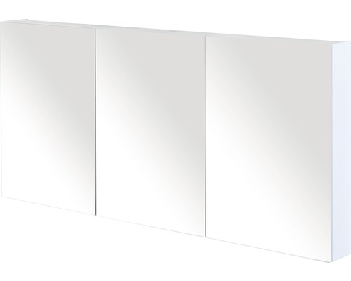 Spiegelschrank Sanox 3-türig 140x13x65 cm weiß hochglanz mit doppelseitige Spiegeltüre
