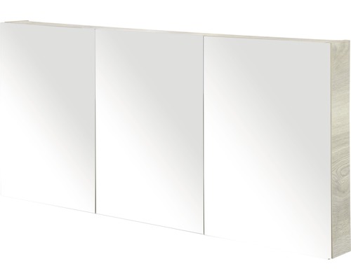 Spiegelschrank Sanox 3-türig 140x13x65 cm Eiche natur mit doppelseitige Spiegeltüre