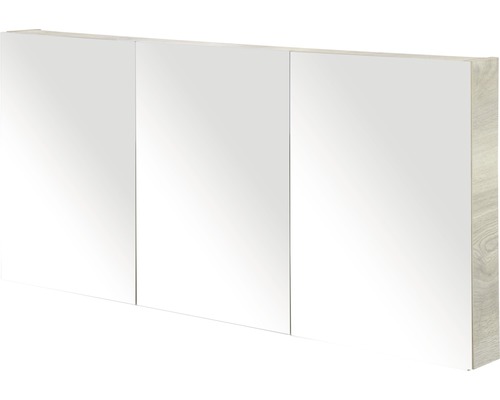 Spiegelschrank Sanox 3-türig 140x13x65 cm Eiche natur mit doppelseitige Spiegeltüre Spiegelschrank mit drei Türen für das Badezimmer