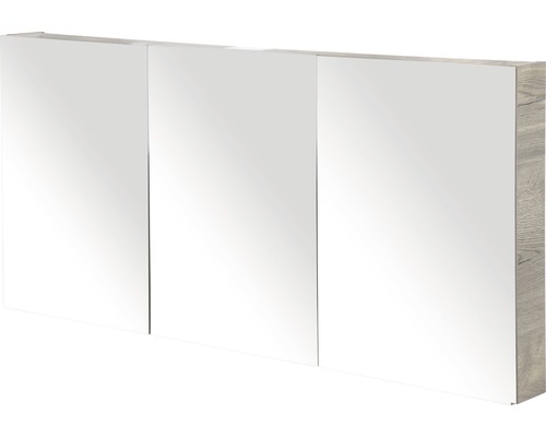 Spiegelschrank Sanox 3-türig 140x13x65 cm tabacco mit doppelseitige Spiegeltüre