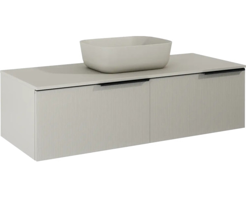 Waschbeckenunterschrank Jungborn Nonus 120x318x45,3 cm ohne Waschbecken fume matt Waschtischunterschrank mit Aufsatzwaschbecken für das Badezimmer