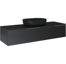 Waschbeckenunterschrank Jungborn Nonus 160x318x45,3 cm ohne Waschbecken schwarz matt