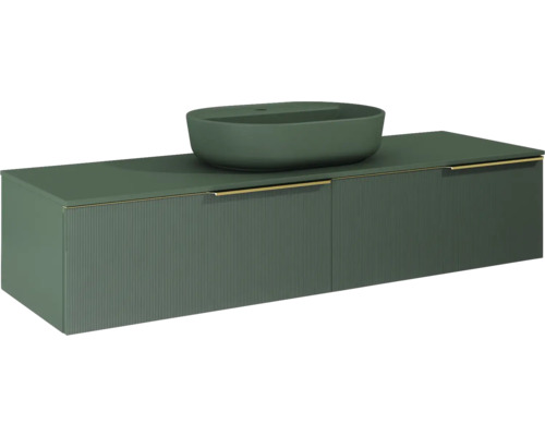 Waschbeckenunterschrank Jungborn Nonus 160x318x45,3 cm ohne Waschbecken forrest grün matt Waschbeckenunterschrank Jungborn Nonus 160x318x45,3 cm ohne Waschbecken forrest grün matt