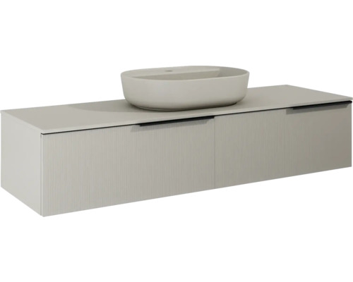 Waschbeckenunterschrank Jungborn Nonus 160x318x45,3 cm ohne Waschbecken fume matt Waschtischunterschrank mit Aufsatzwaschbecken