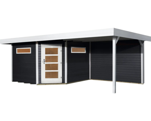 Gartenhaus mit Vordach, Holzwand und Tür