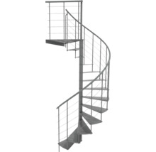 Wendeltreppe aus Metall mit Geländer