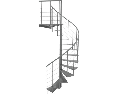Wendeltreppe aus Metall mit Geländer