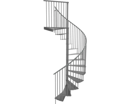 Wendeltreppe aus Metall mit Geländer