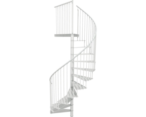 Wendeltreppe aus Metall mit Geländer