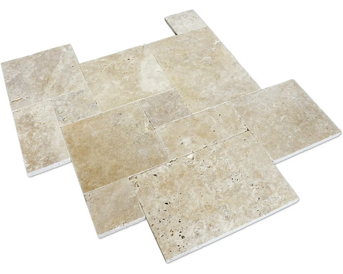 Naturstein Bodenfliese Bari 40,6x61 cm getrommelt römischer Verband Travertin Verband Fliese für den Innenbereich
