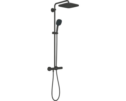 Duschsäule Grohe Quickfix Vitalio Comfort 250 266972431 mit Thermostat schwarz Brausegarnitur mit Kopfbrause und Handbrause