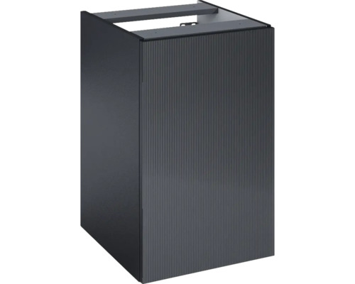 Waschbeckenunterschrank Jungborn Nonus 400x63,5x45,3 cm ohne Waschbecken schwarz matt Waschbeckenunterschrank mit geriffelter Front für Badezimmer