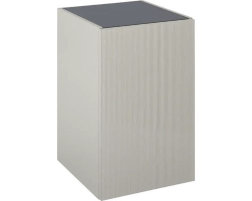 Waschbeckenunterschrank Jungborn Nonus 400x63,5x45,3 cm mit Waschplatte fume matt Quadratischer Beistelltisch mit gerippter Oberfläche und Platte