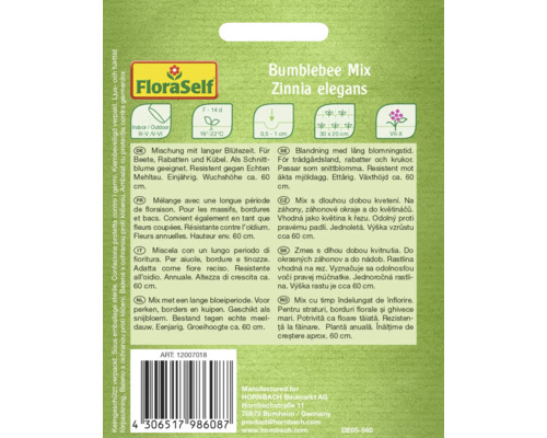 Samenpackung Bumblebee Mix Zinnia elegans von FloraSelf