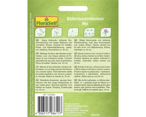 Blumenmischung für Balkonkästen der Marke FloraSelf