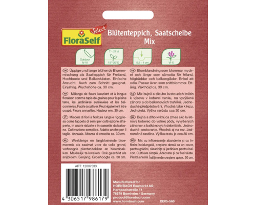 Blütenteppich Saatscheibe Mix für Freiland, Hochbeete und Balkonkästen